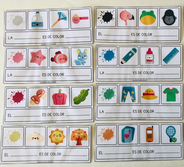 Tarjetas de colores